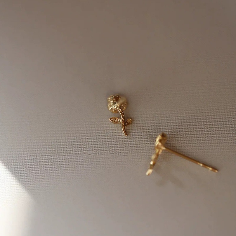 Rose Pattern 1 Pair 925 Sterling Silver 925 Sterling Silver Earrings Rose Ear Studs