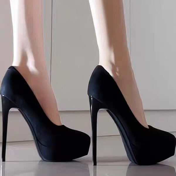 Ultra High Heels for Women 2025 New Waterproof Platform Women's Stiletto Heels Versatile Black Sexy High-Heeled Pointed Toe Shoes for Women