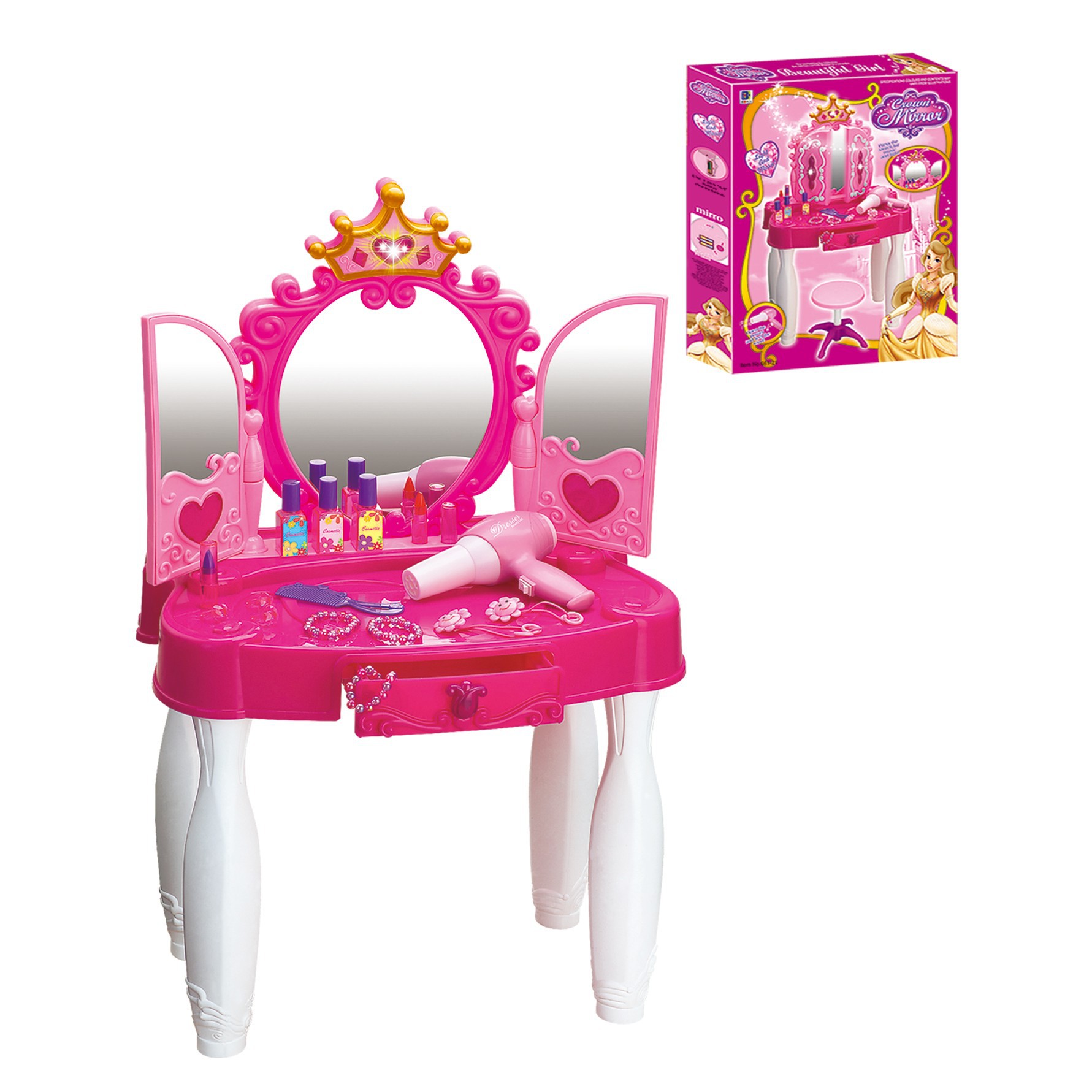 Princesa infantil梳妆台 luces y música para el hogar accesorios simulación conjunto de juguetes para vestir para el hogar transfronterizo