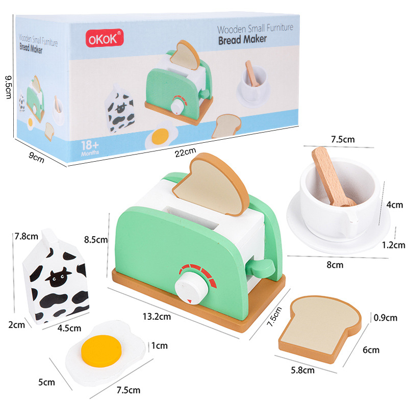 Simulación de pan para niños pequeños mezclador casero juguete modelo de máquina de café molde de jugo de bebé de madera image 6