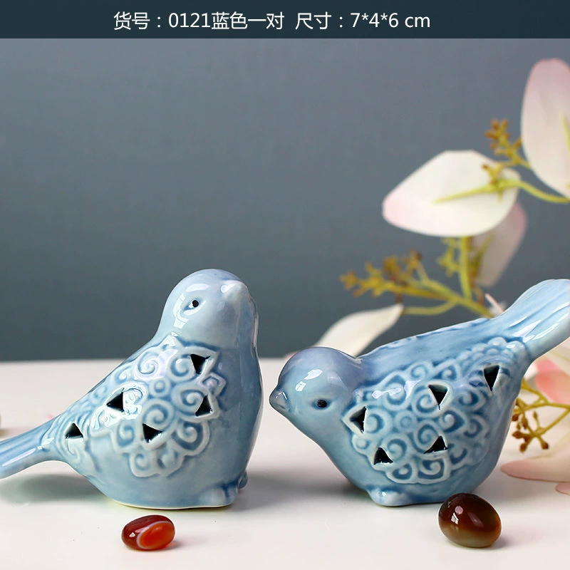 Европейский мини-пейзаж кросс-борт ceramic украшения бутик фарфор пустотелая пара птица животное украшения завод direct sales