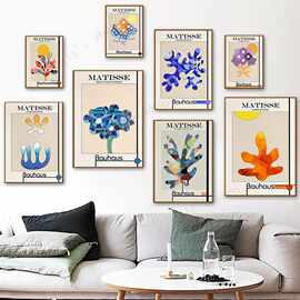 抽象花卉植物帆布油画厂家批发来图打印海报外贸入仓货源SHEIN