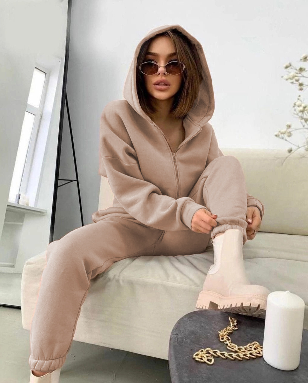 Women's Hoodies Sets Long Sleeve Casual Solid Color display picture 5