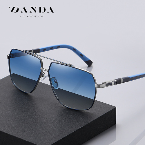 New polarized sunglasses travel driving sunshade sunglasses 6321 European and American versatile two-color square frame men's sunglasses