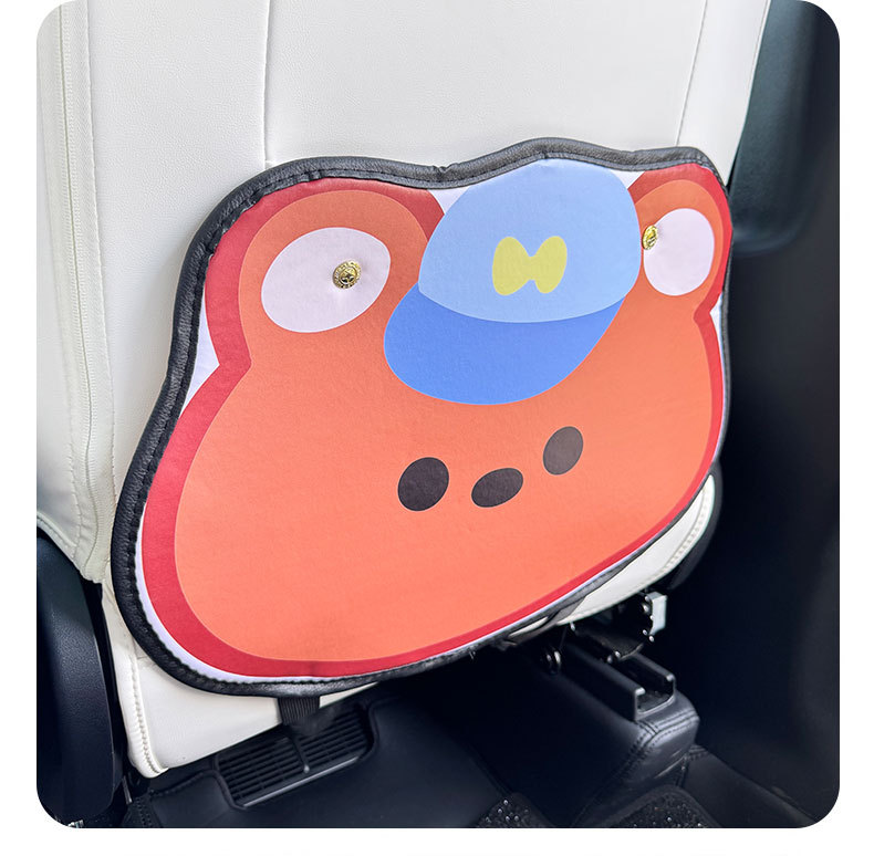 Hat Bear Cartoon Cute Car Seat Back Anti-kick Pad Simple and Comfortable Dirt-resistant Storage Bag Anti-kick Pad Anti-dirty Pad