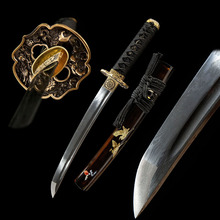 外贸批发花纹钢日本刀胁差短刀东洋武士小刀居合wakizashi未开刃