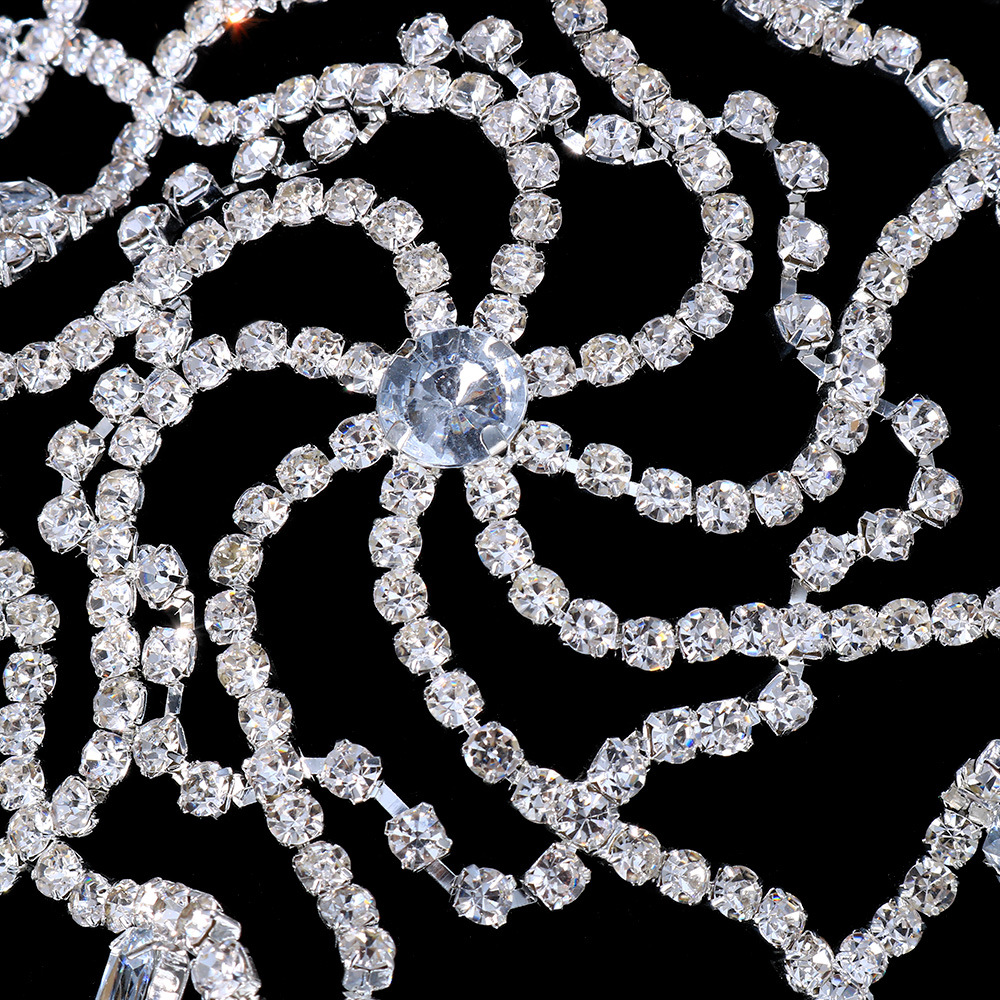 Venta caliente transfronteriza accesorios de malla exagerada rhinestone temperamento cadena del pelo Super brillante diamante completo accesorios para el cabello cadena del pelo de las mujeres europeas y americanas