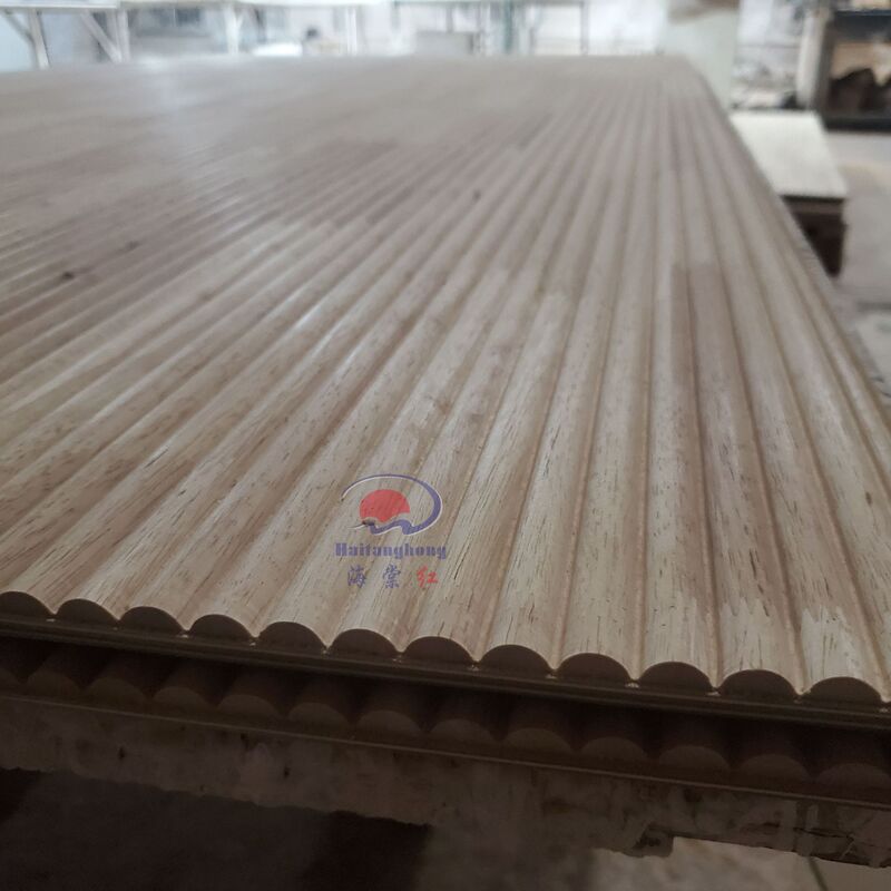 Solid Wood Semi-circular Wave Board Texture Board in stock Rubber Wooden Cabinet Door Panel Three-dimensional Corrugated Board Wall Panel Curved Arc Board