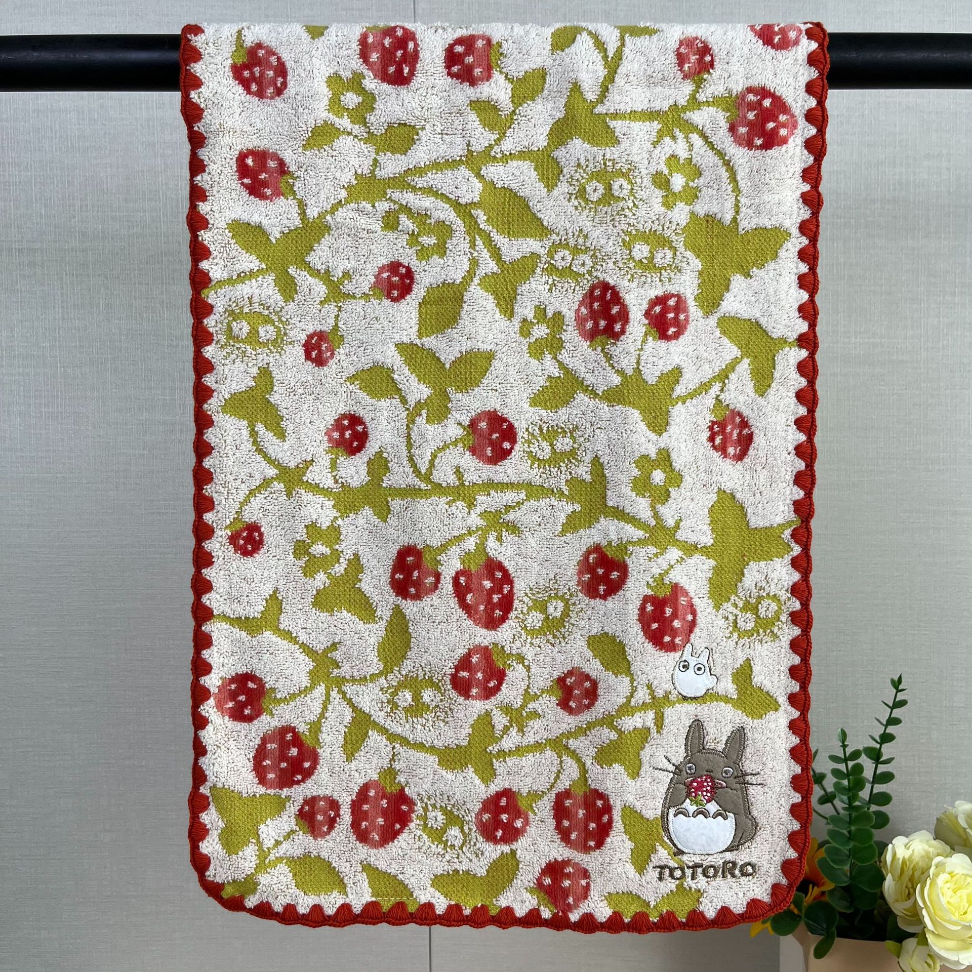 순면 수건 가정용 만화 자수 자카드 수건 어린이용 딸기 친칠라 순면 귀여운 목욕 수건