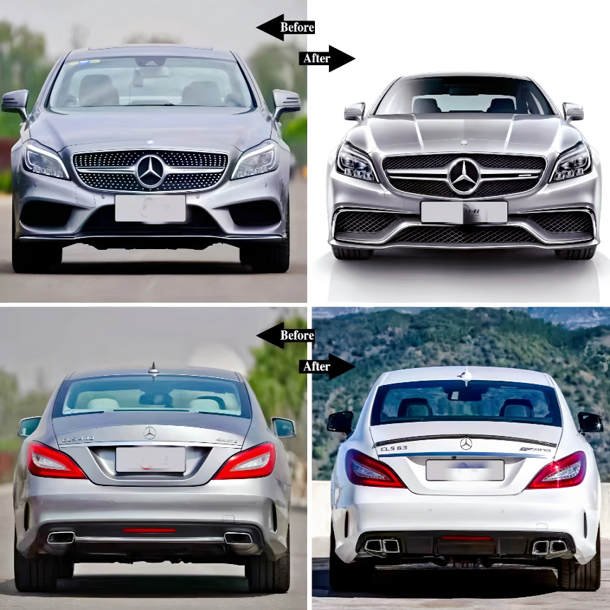 Suitable for 12-17 Model Mercedes-Benz Cls260 Cls300 Modified to Cls63 Front Bumper and Rear Lip Body Kit Sports Modification