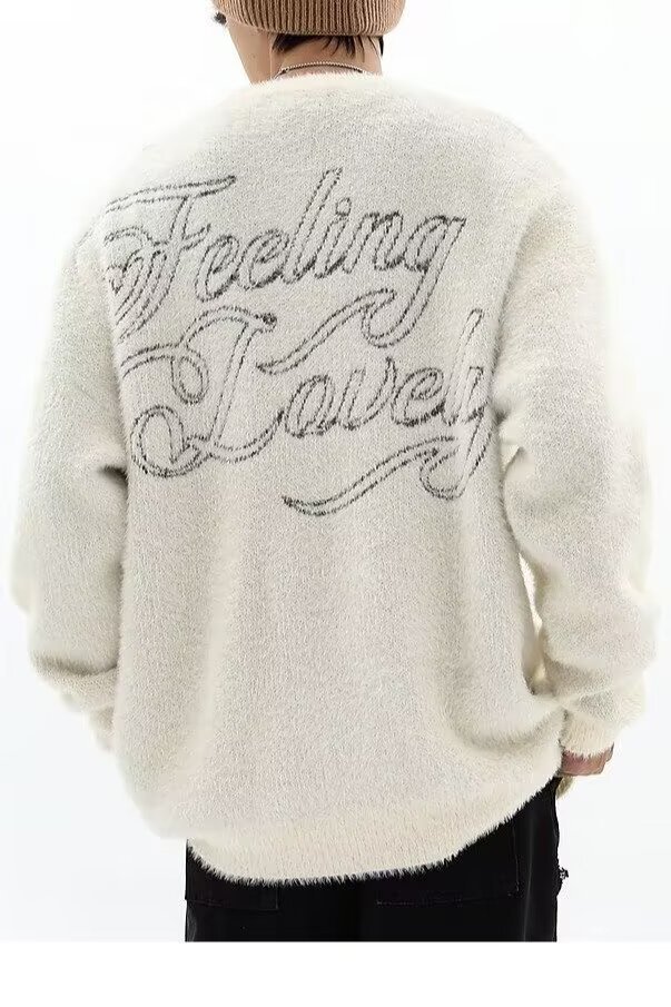 Herren Oversized Gothic Angel Strickpullover Warmes Fleece_voghion.com
