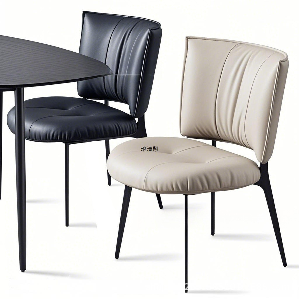 Italian Minimalist Dining Chair Home High-End Leisure Leather Soft Bag Restaurant Reception Designer Model Room Cafe Chair