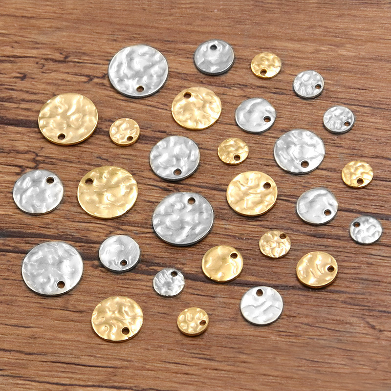 6-12mm Stainless Steel Vacuum Irregular Embossed Corrugated Discs DIY Handmade Necklace Jewelry Accessories