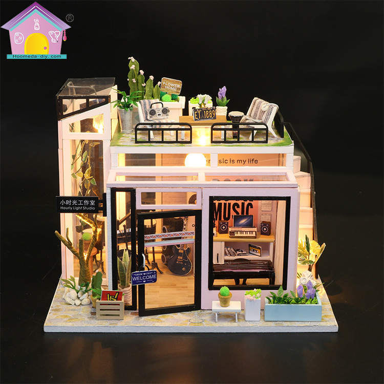 弘达diy小屋小时光工作室手工玩具小屋创意生日礼物简约建筑|undefined