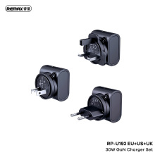 REMAX睿量30W单C氮化镓快充欧美英规组合套装可拆卸旅行充RP-U192