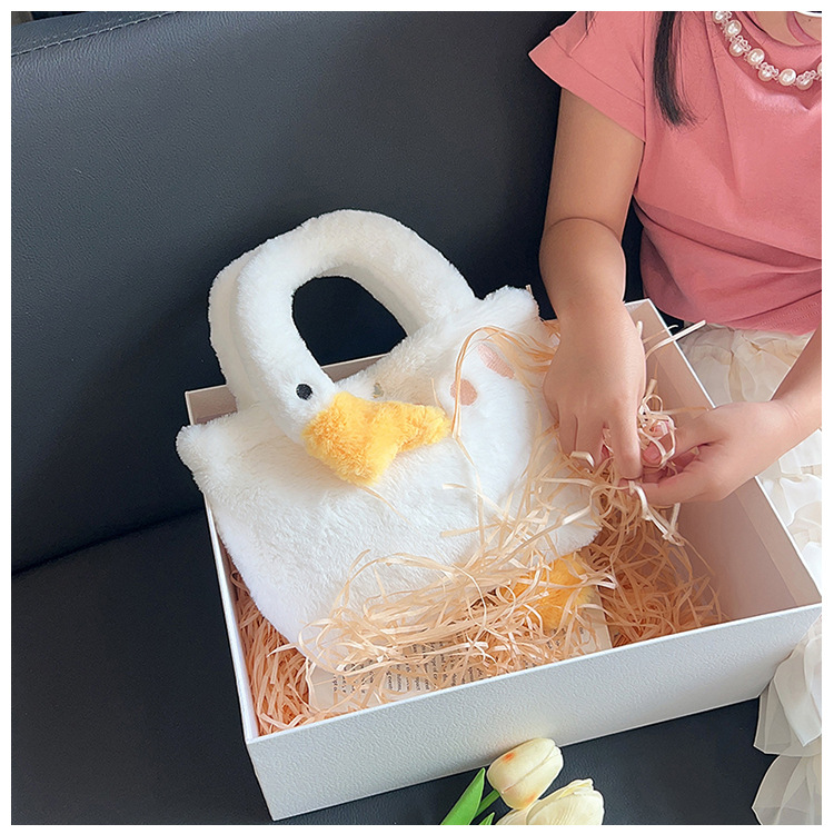 New plush and funny poached egg portable chain crossbody bag, cute and simple children's single-shoulder bag undefined