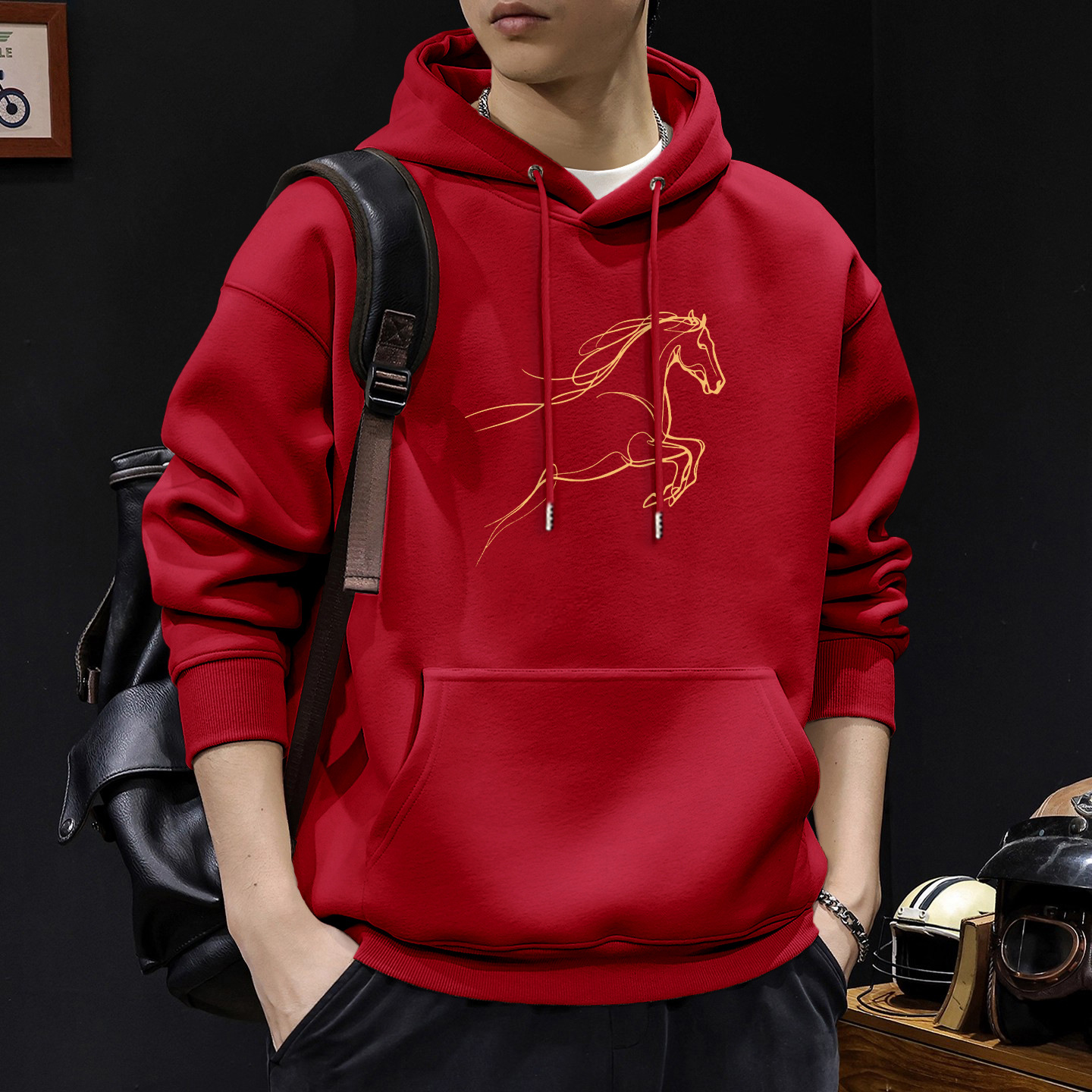 Suéter pesado para hombres primavera y otoño nuevo estilo de estilo de Hong Kong estilo retro marca de tendencia suelta versátil chaqueta de manga larga de estudiantes