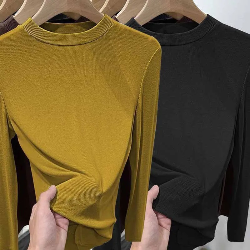 Autumn-Style Wool Fabric Shirt With Stand-Up Collar, Suitable For Larger Sizes; Designed To Help Mothers Look Younger Du_ecoleips.com