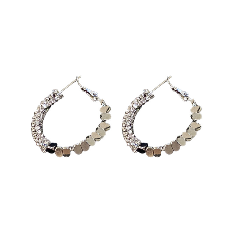 Aguja de plata circón roto círculo de plata pendientes europeos y americanos nicho diseño sentido pendientes elegante luz lujo moda alto sentido pendientes