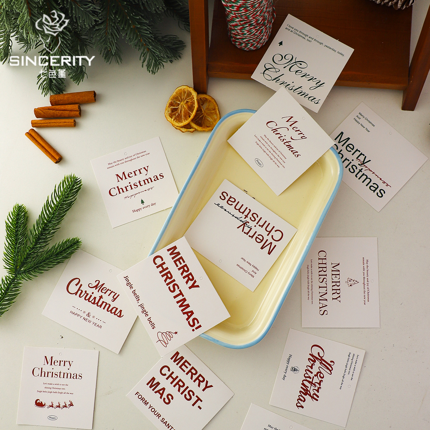 Tarjetas de Navidad de siete colores cordier regalo de regalo tarjeta de decoración diy flores artesanales floristas tarjetas de embalaje de flores