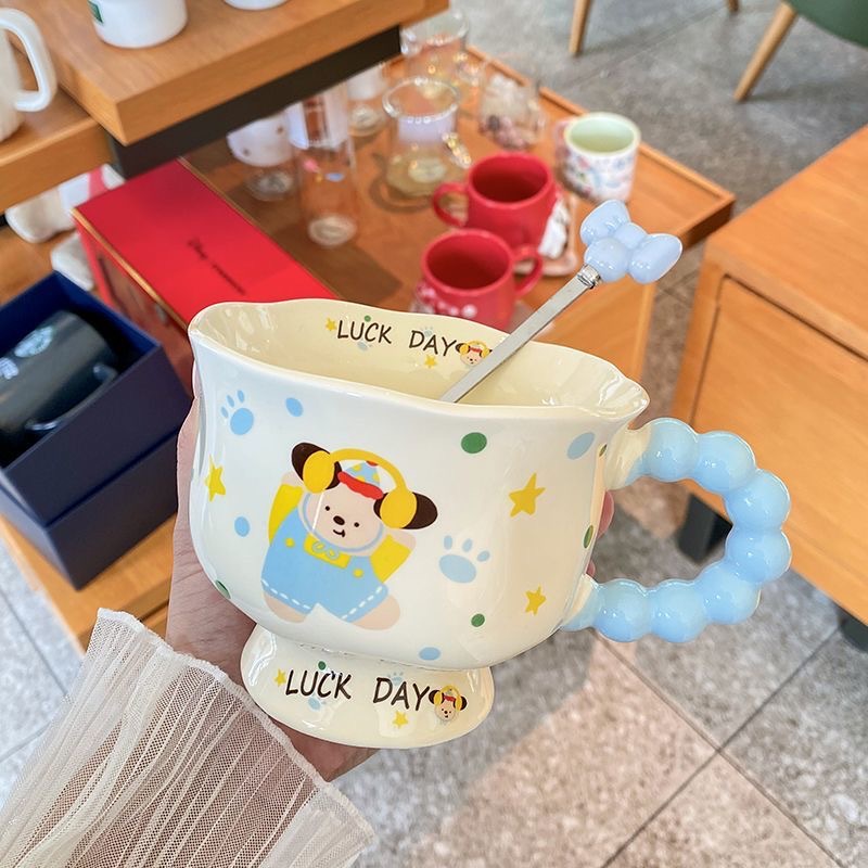 Caneca fofa em formato de cachorrinho, caneca de cerâmica de alta qualidade para casais, presente de aniversário para meninas ou lembrancinha._voghion.com
