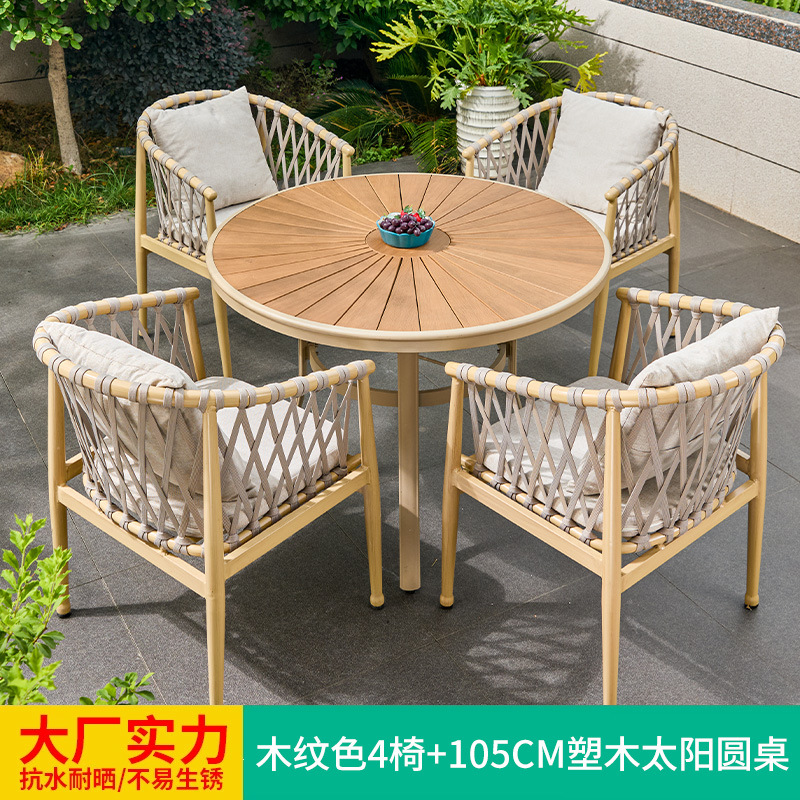 Mesa y silla al aire libre diseñador creativo bar patio mesas y sillas de tres piezas mesas de té sillas de caña modernas y minimalistas muebles