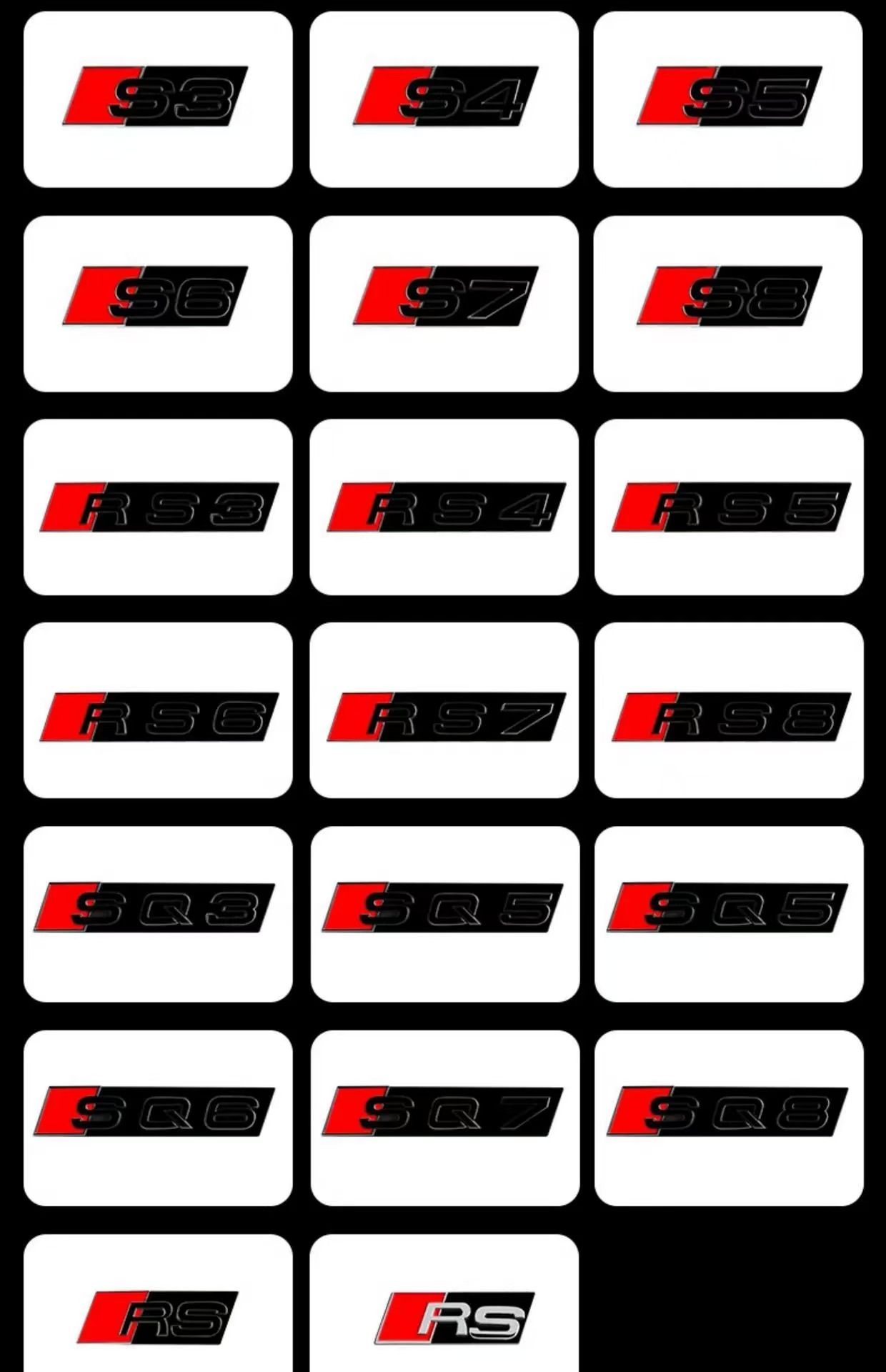 Suitable for Audi S3S4S5 honeycomb net logo RS3RS4RS5 character paste modified net paste car logo