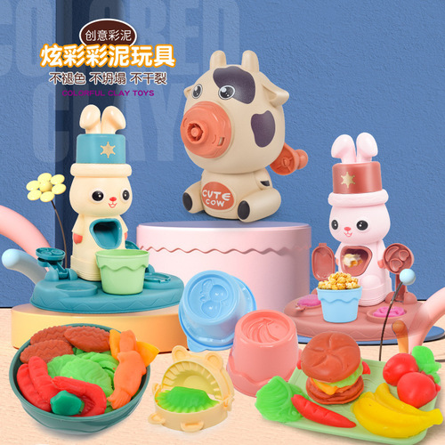 Street stall children's play house toy set clay noodle machine DIY clay plasticine tools gift box for boys and girls
