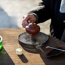 日式玻璃海浪纹干泡盘加厚壶承茶托圆形茶盘杯垫杯托功夫茶具配件