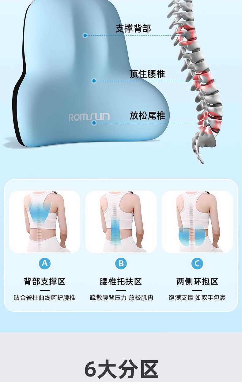 Zhebao Lumbar Pillow Cushion Seat Lumbar Support Workstation Sedentary Waist Support Back Cushion