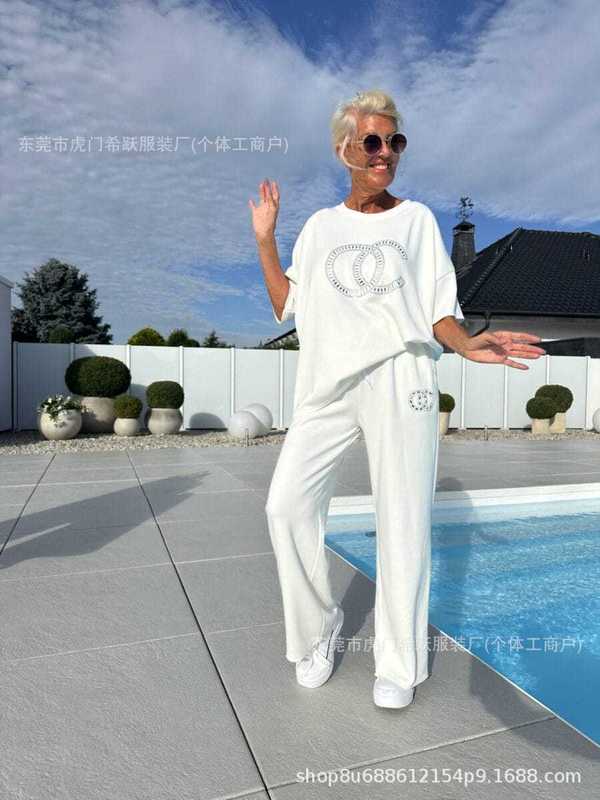 2025欧美跨境女装独立站亚马逊速卖通新款烫钻女士2件套装休闲秋|undefined