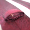 Burgundy tie with zipper, 8cm, Korean style, with embroidery