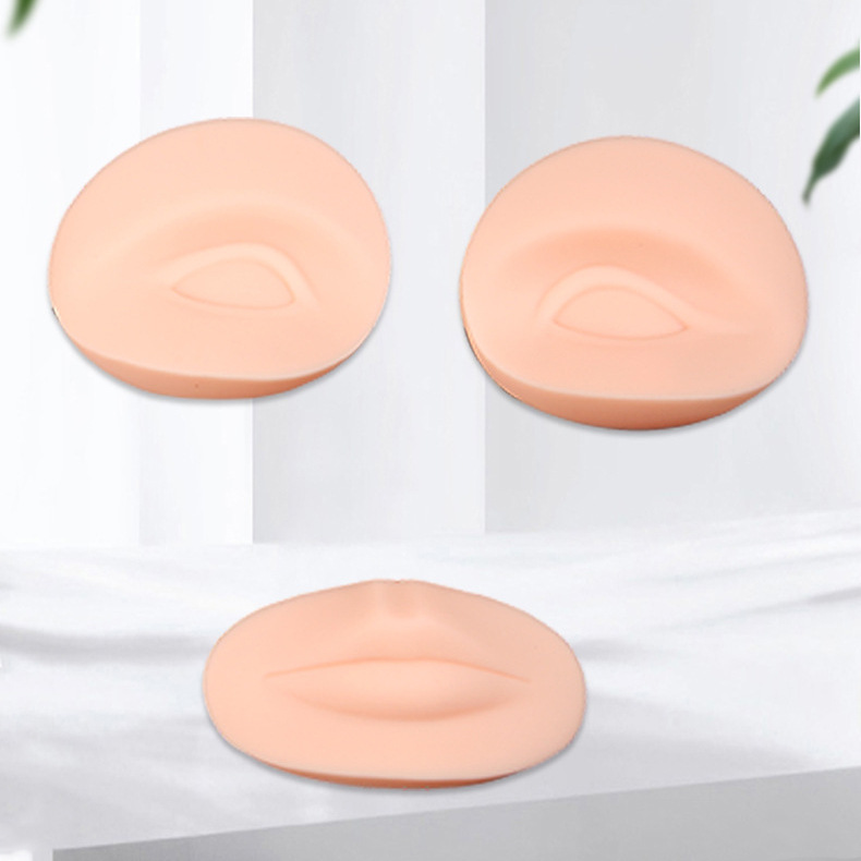 3D Stereo Silicone Eyebrow and Lip Module, Nose and Mouth Tattoo Practice Skin, Three-Piece Tool Display Model, Imitation Leather Face