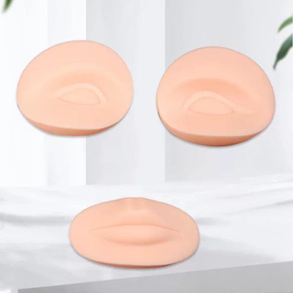 3D Stereo Silicone Eyebrow and Lip Module, Nose and Mouth Tattoo Practice Skin, Three-Piece Tool Display Model, Imitation Leather Face