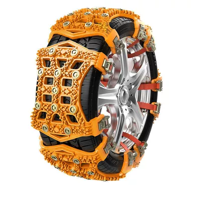 Source factory car tire anti-skid chain car off-road vehicle SUV encrypted thickened beef tendon universal emergency (Tire snow chain) - 13-nails-of-big-yellow-flakes-6-pieces-yellow