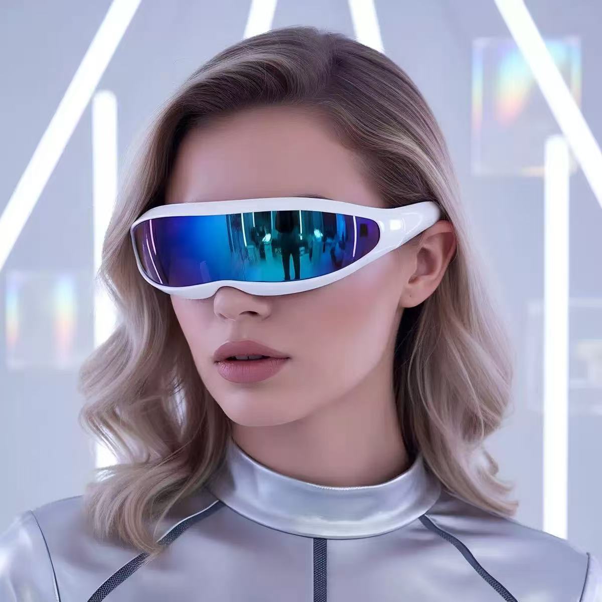 Cross-Border X-Men Dazzling Color Sunglasses Laser Space Robot One-Piece Mercury Lens Sunglasses