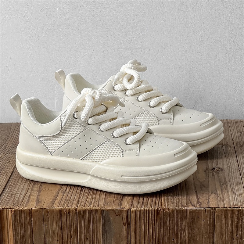 23016 Casual Shoes Thick Sole Heightening Ultra-Light White Shoes Men's Summer Mesh Panel Shoes Breathable Casual Sports Men