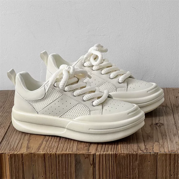 23016 Casual Shoes Thick Sole Heightening Ultra-Light White Shoes Men's Summer Mesh Panel Shoes Breathable Casual Sports Men