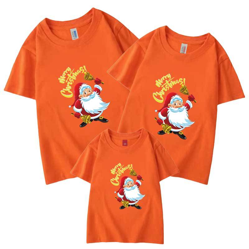 Navidad padre-hijo ropa para una familia de tres o cuatro Festival de dibujos animados de la familia Camiseta de manga corta de la clase de los niños uniforme actividad infantil bebé Cruz