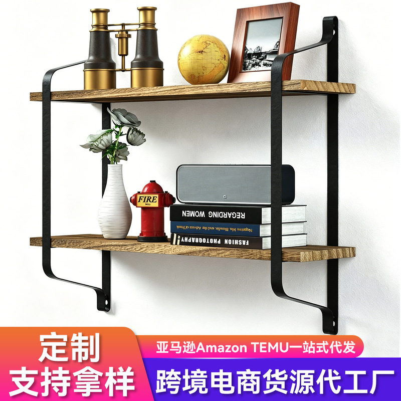 Wall-mounted shelves made of solid wood for the living room, wall-mounted panels, iron art, multi-layer bookshelf for the bedroom, simple modern decoration Wall-mounted shelves made of solid wood for the living room, wall-mounted panels, iron art, multi-layer bookshelf for the bedroom, simple modern decoration