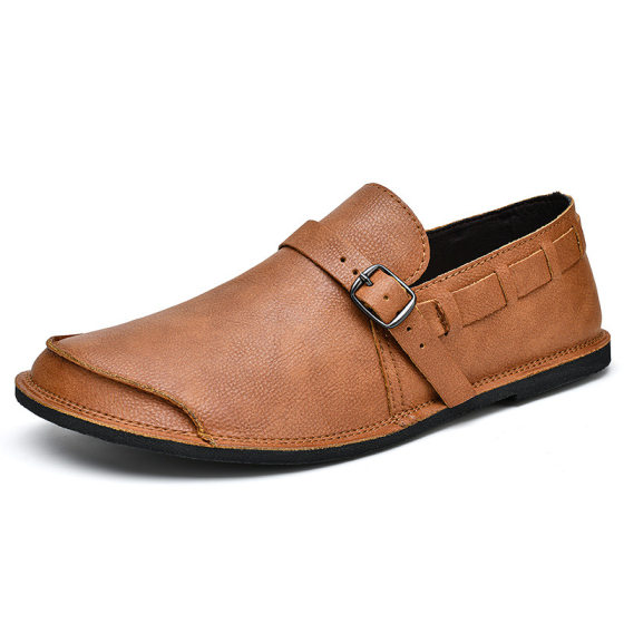 22018 Men's Shoes Lefu Leather Shoes Lazy Shoes Slip-on Flat Casual Shoes Spring and Summer Low-top plus size Shoes