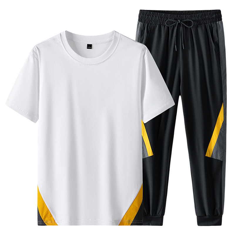 Men's Clothing Cross border special summer ultra thin breathable short sleeved trousers suit men's youth sports quick drying casual two piece suit men_voghion.com