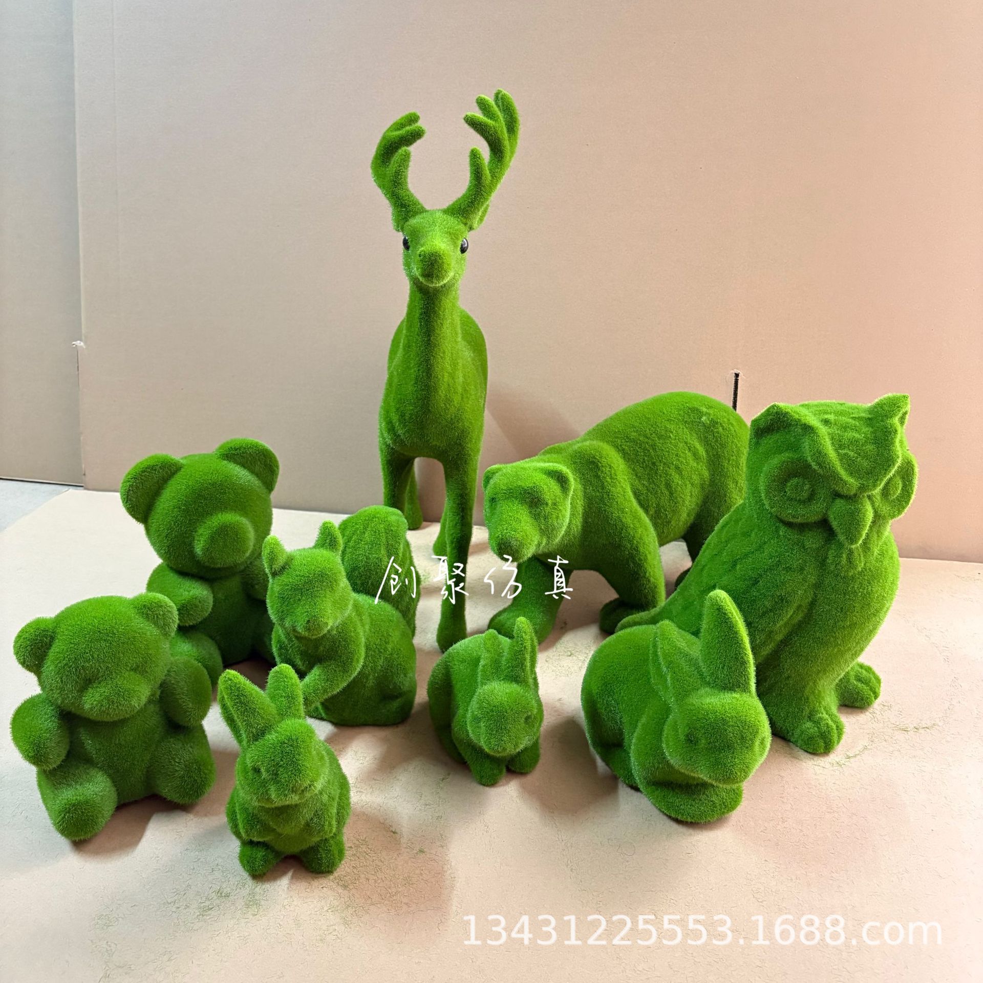 仿真青苔复活节兔子植绒动物人造青苔森系苔藓动物跨境圣诞摆件