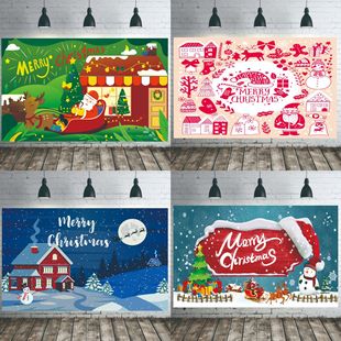 Cross-border Party Christmas Decoration Background Cloth Banner 110*180cm Amazon Creative Christmas Eve Decoration