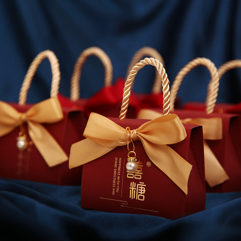 2021 New Ins Satchel Wedding Candy Box Wedding Candy Box Wedding Candy Bag Souvenir Return Gift Empty Box