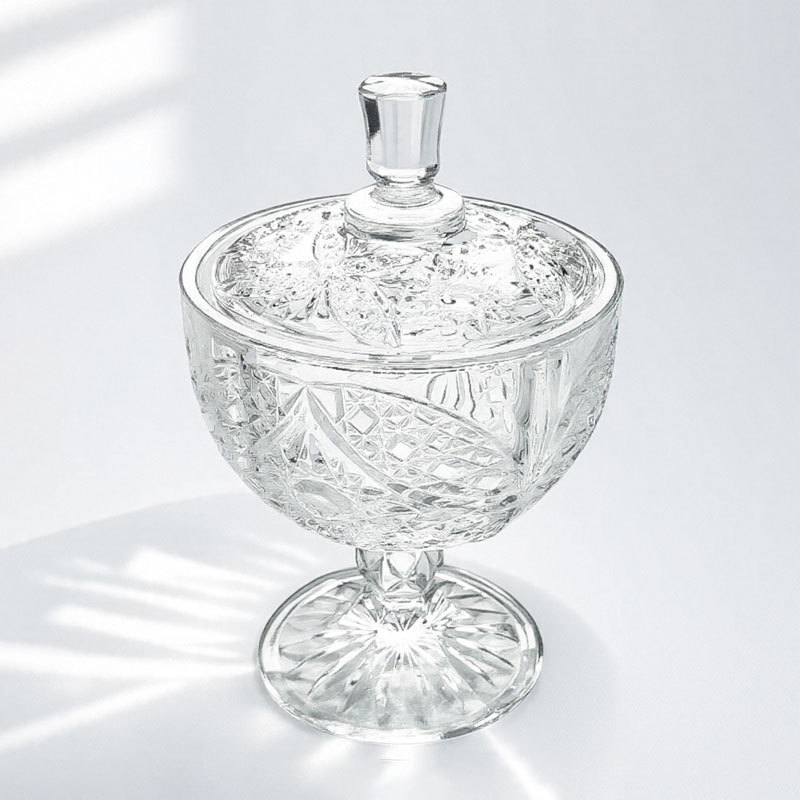 Tazón de cristal con tapa, vaso alto de cristal, tarro para dulces, plato para frutas, azucarero, plato pequeño para frutas, estilo europeo de lujo de alta gama.