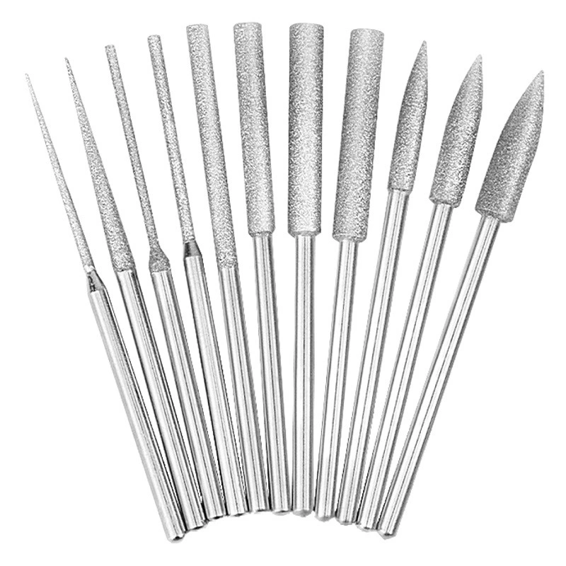 Алмазная 3 мм ручка цилиндрический наконечник пули удлиненная шлифовальная игла Алмазная сверлильная игла расширяющая остроконечная игла цепная пила Шлифовальная головка