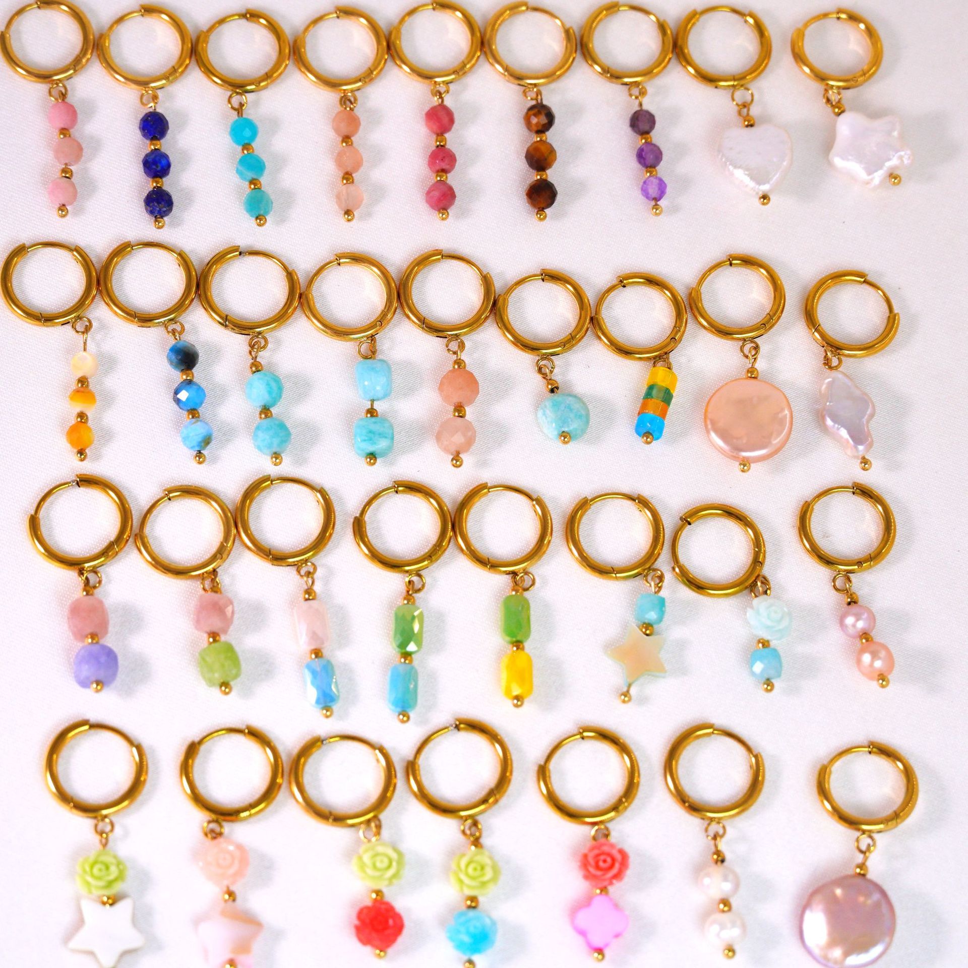 5g Weight 304 Stainless Steel Ear Needle Material Charm Sleeper Hoop Earrings, Drop Earrings Classification 1 Piece Quantity Holiday, Daily Occasion 304 Stainless Steel, natural stone Material Geometric Pattern Women's Gender Elegant, Retro Style 1 Piece Elegant Retro Geometric 304 Stainless Steel Natural Stone Drop Earrings 10