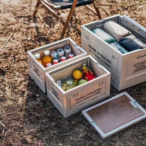 Outdoor folding storage box wholesale thickened storage box with wooden cover car storage box camping storage free installation