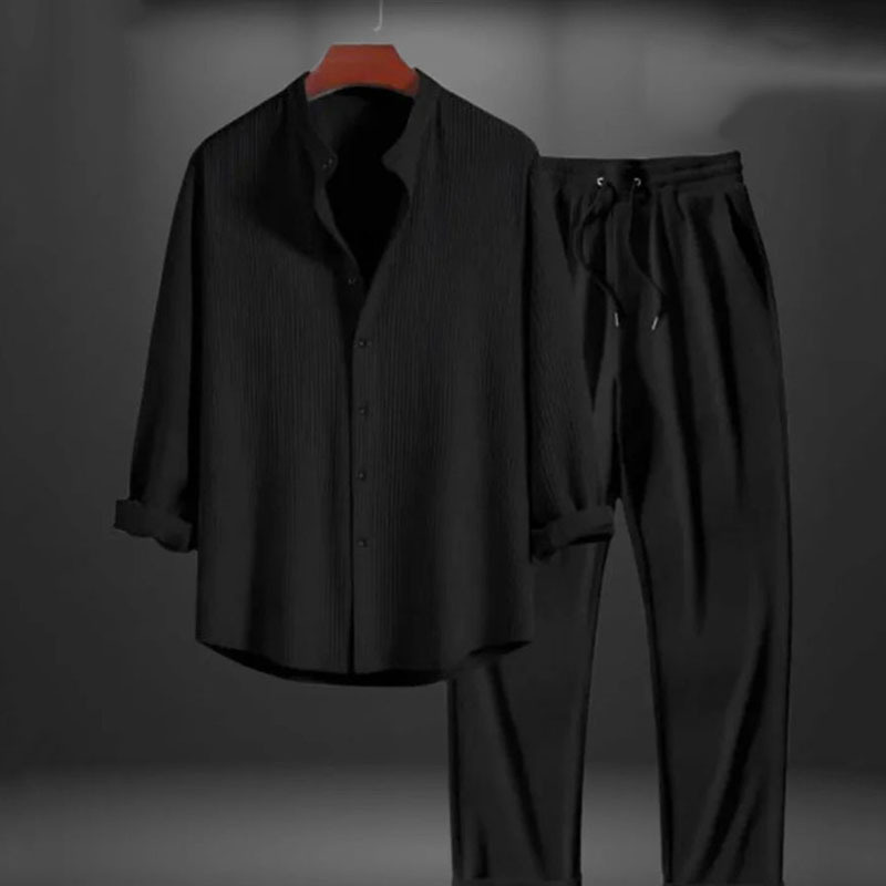 2025 국경 간 유럽과 미국 AliExpress 대외 무역 독립 스테이션 남성 캐주얼 루즈 멀티 컬러 비치웨어 코튼과 린넨 긴팔 슈트